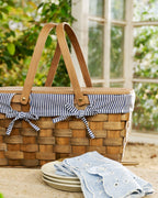 Handwoven Picnic Basket with Striped Liner