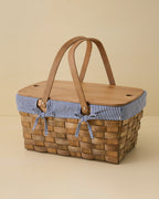 Handwoven Picnic Basket with Striped Liner