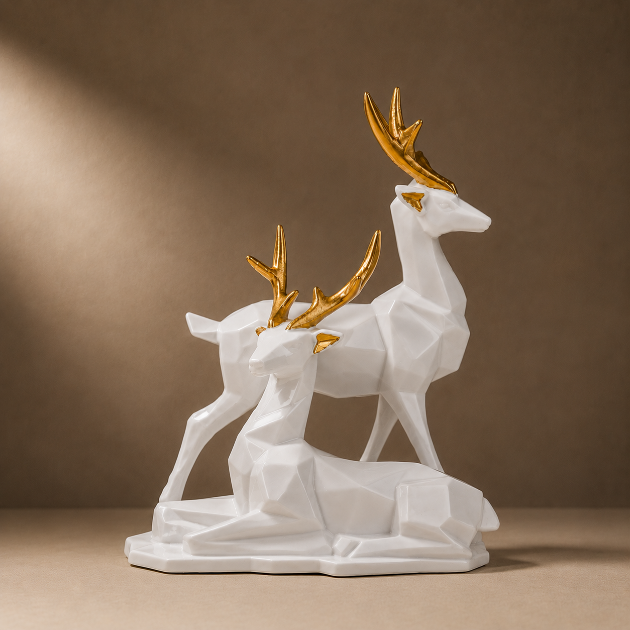 White Deer Sculpture Set