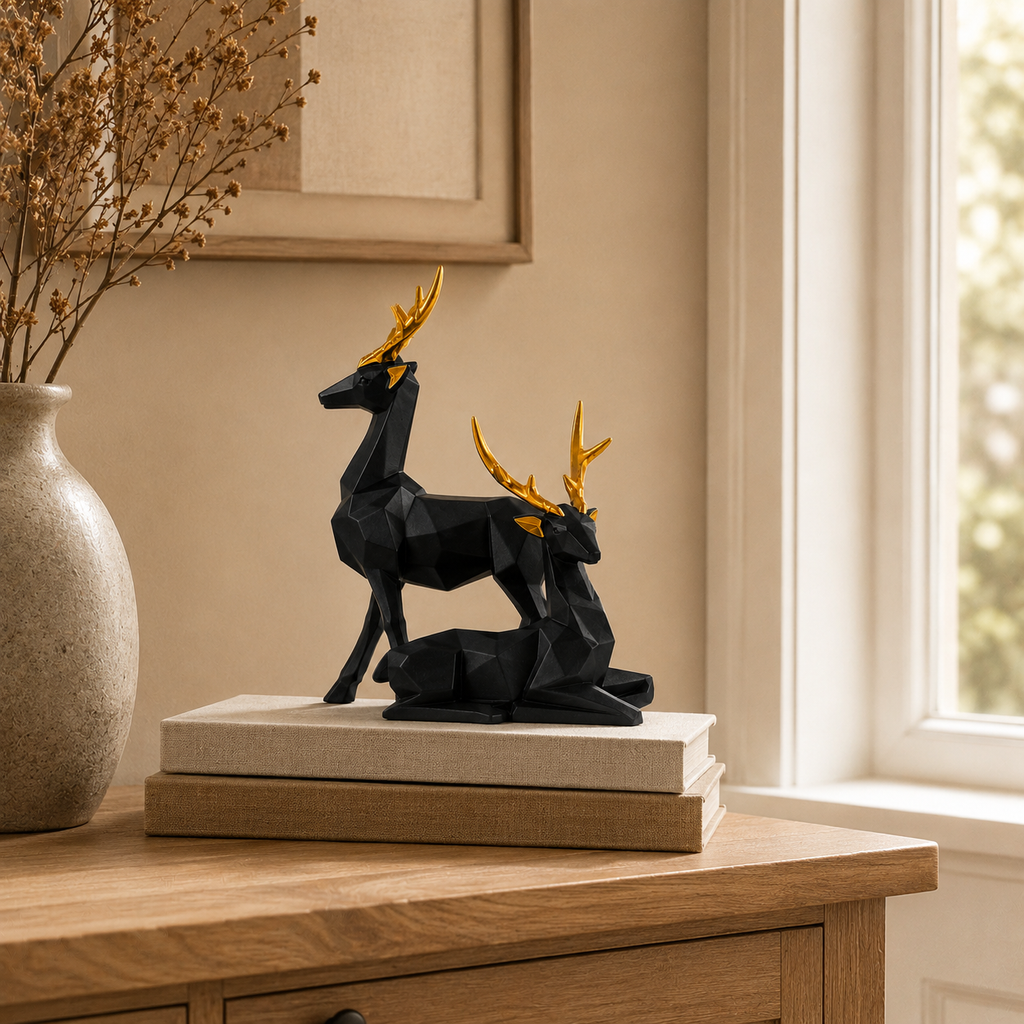 White Deer Sculpture Set