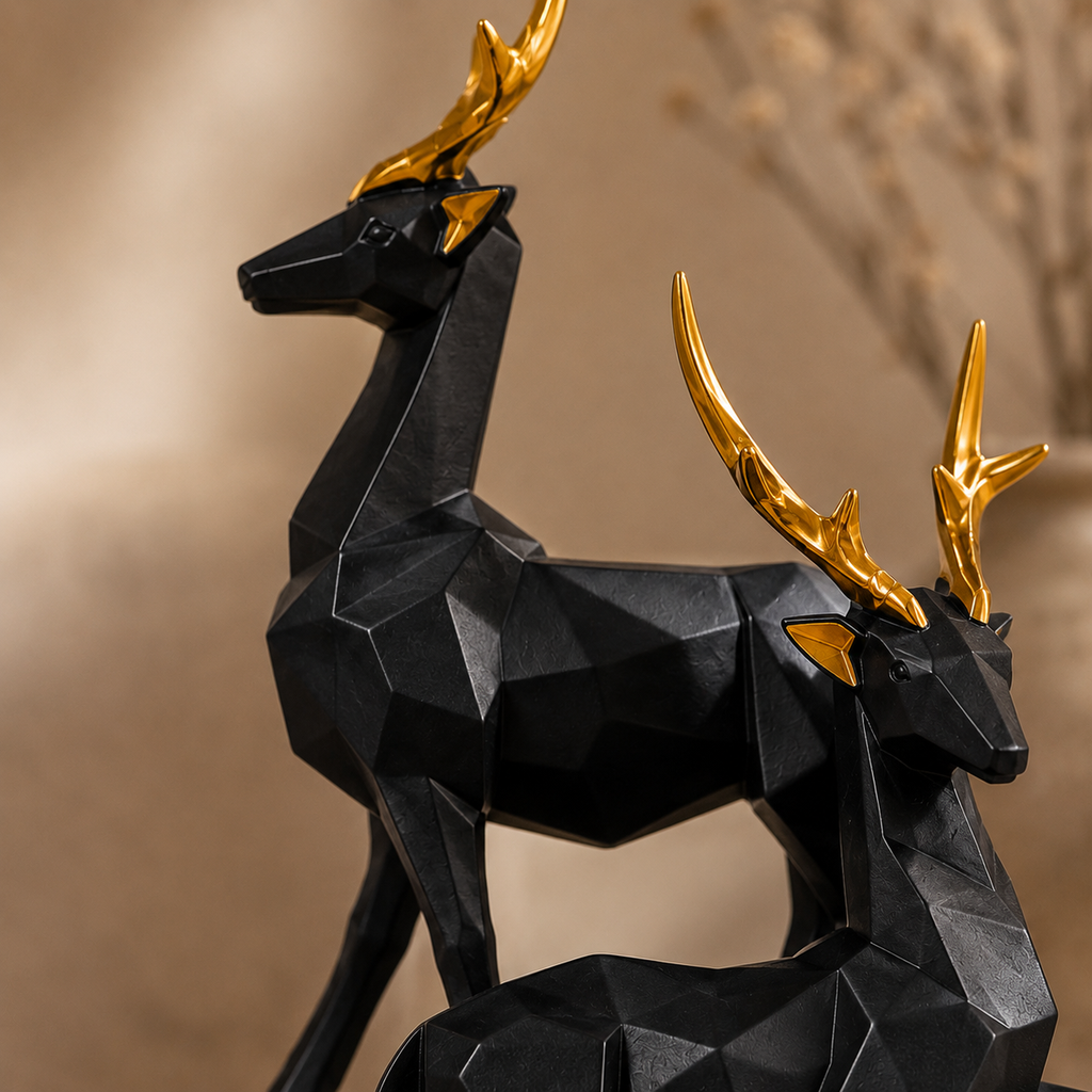 White Deer Sculpture Set