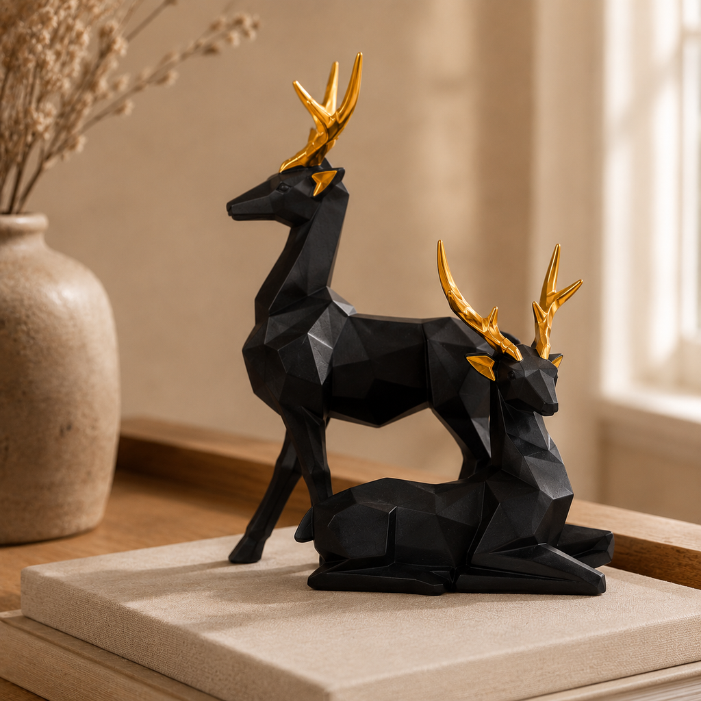 White Deer Sculpture Set