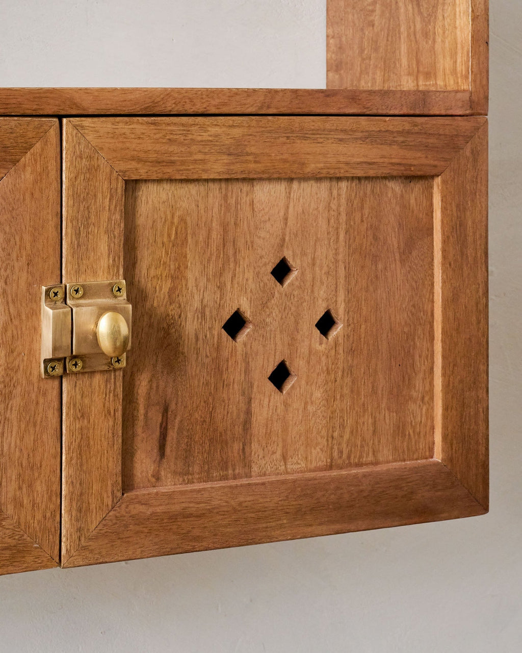 Vaughn Antiqued Wood Shelf with Doors