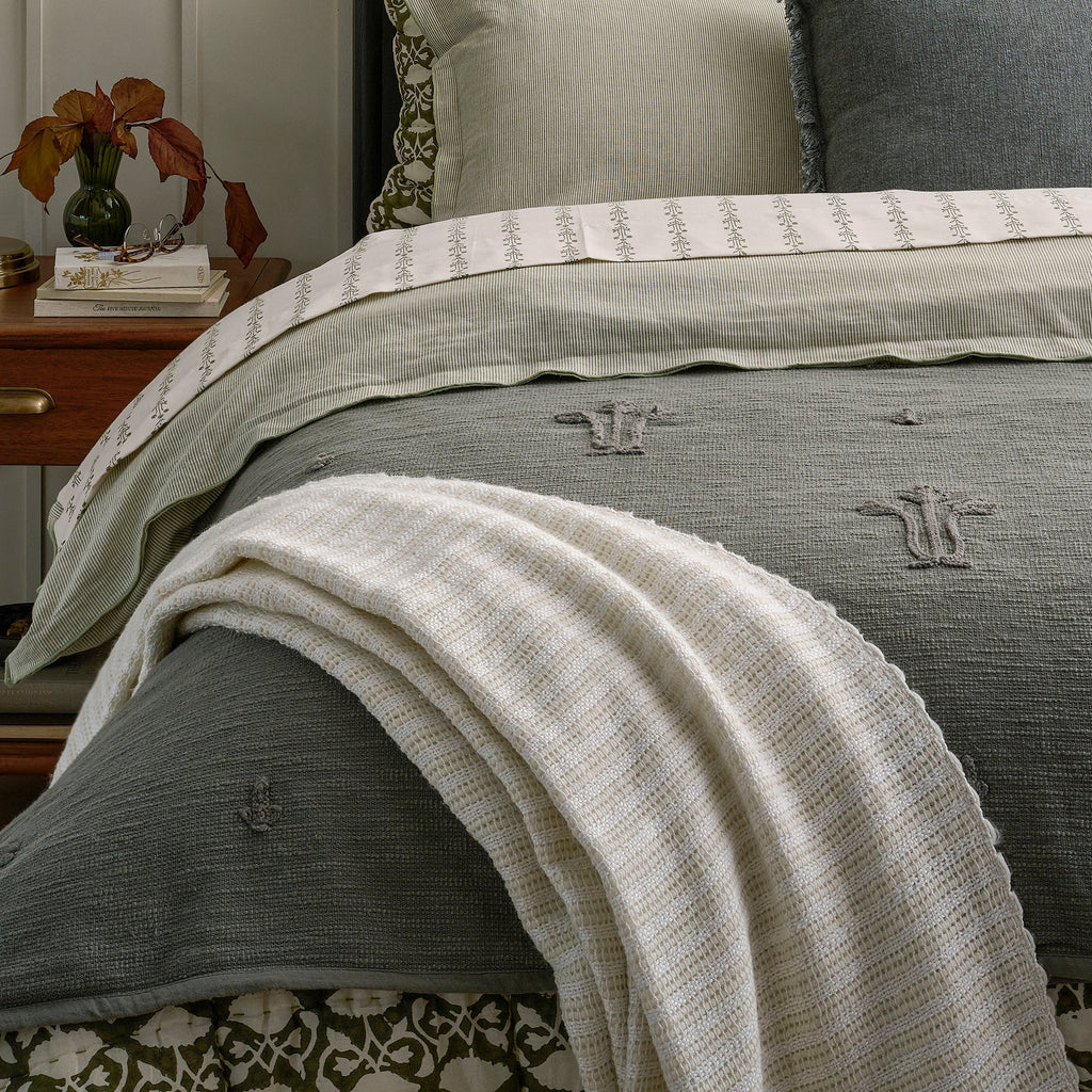 Petrol Blue Tulip Textured Coverlet