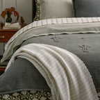 Petrol Blue Tulip Textured Coverlet