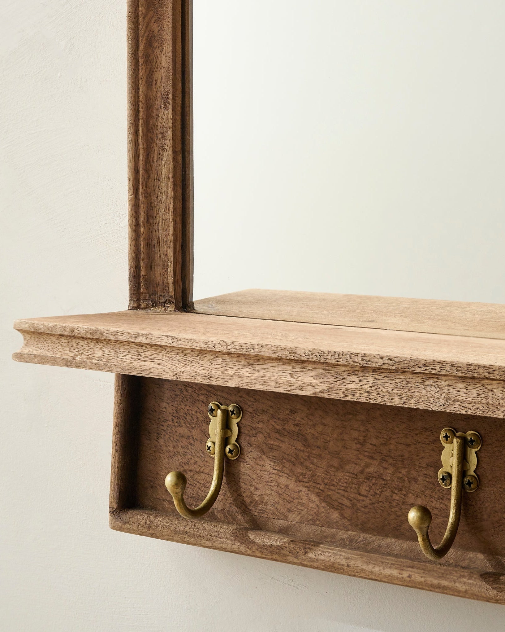 Oversized James Mirror with Hooks and Shelf