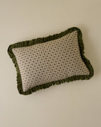 Thea Block Print Pillow with Velvet Ruffle Edge