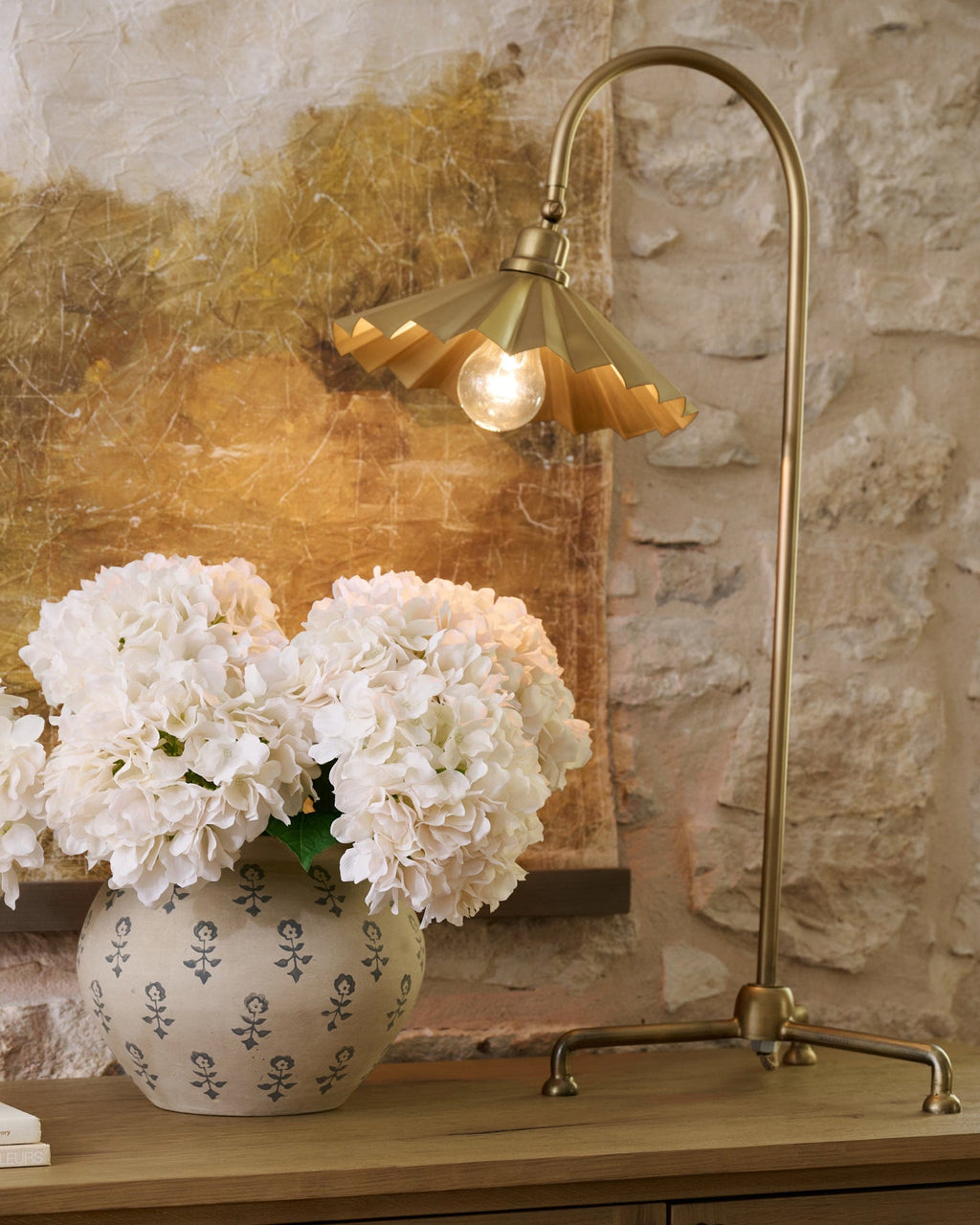 Oversized Brass Pleat Task Lamp
