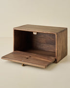 Antiqued Wood Carved Bread Box