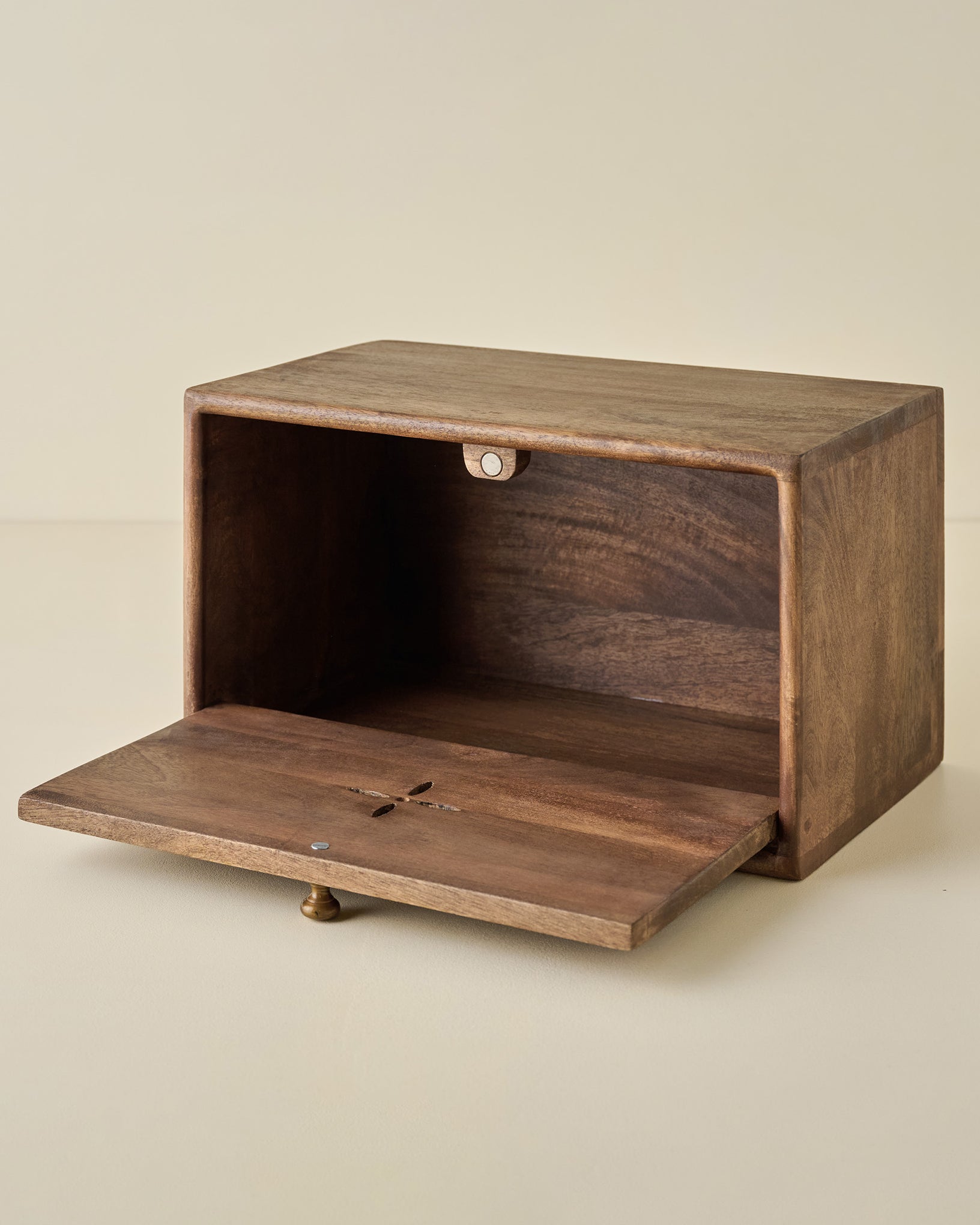 Antiqued Wood Carved Bread Box