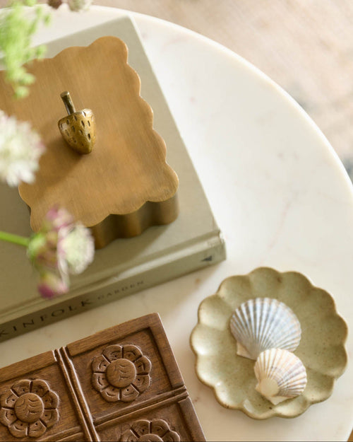 Antiqued Brass Scalloped Box