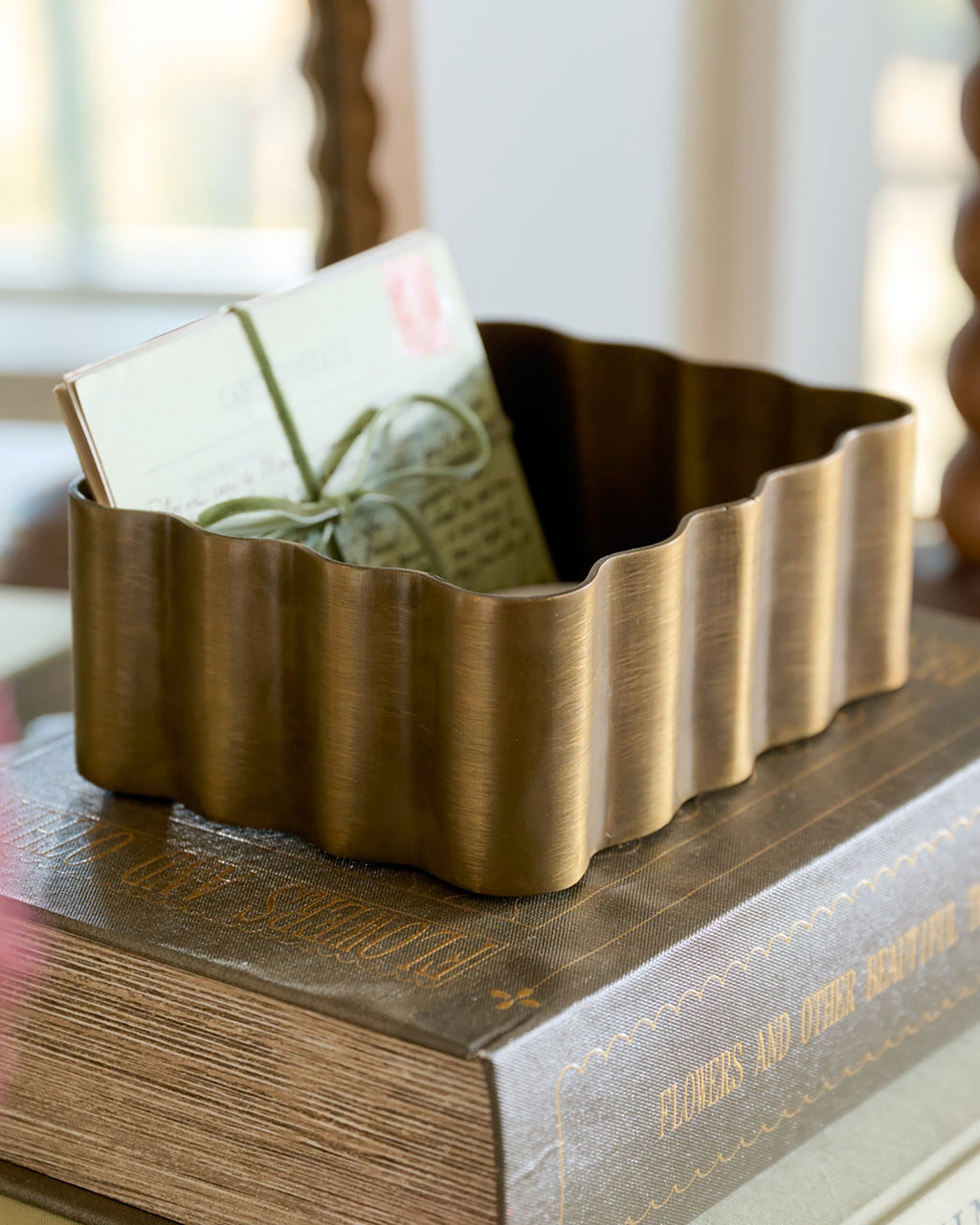 Antiqued Brass Scalloped Box
