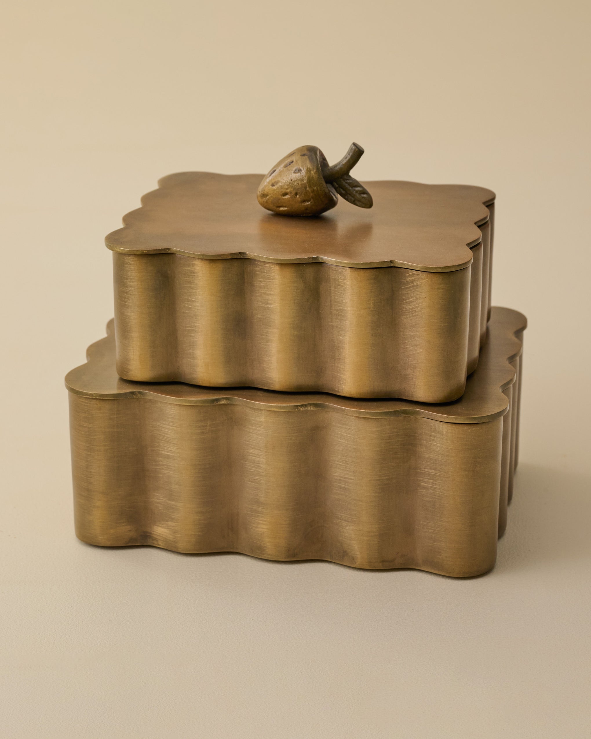 Antiqued Brass Scalloped Box