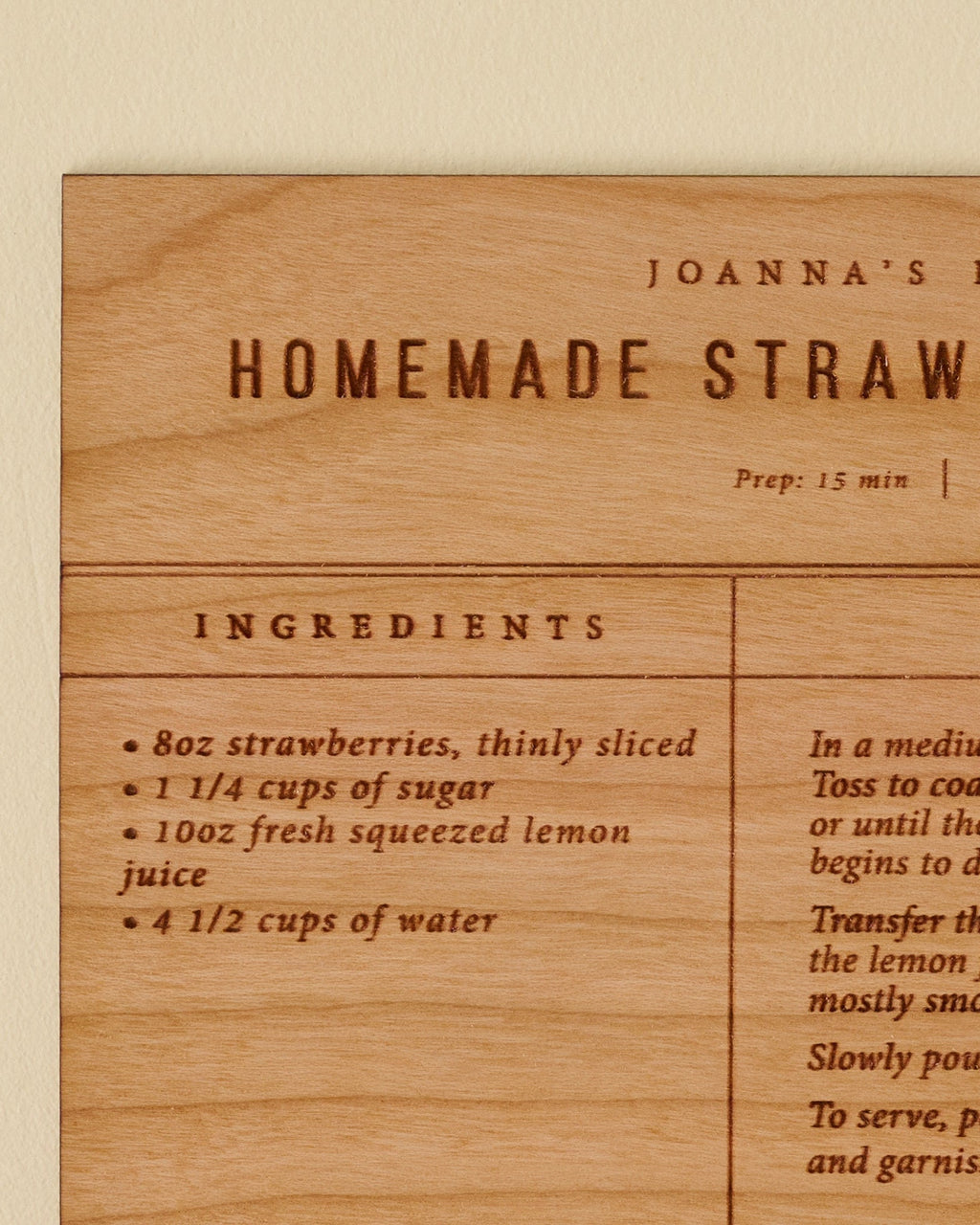 Strawberry Lemonade Recipe Card