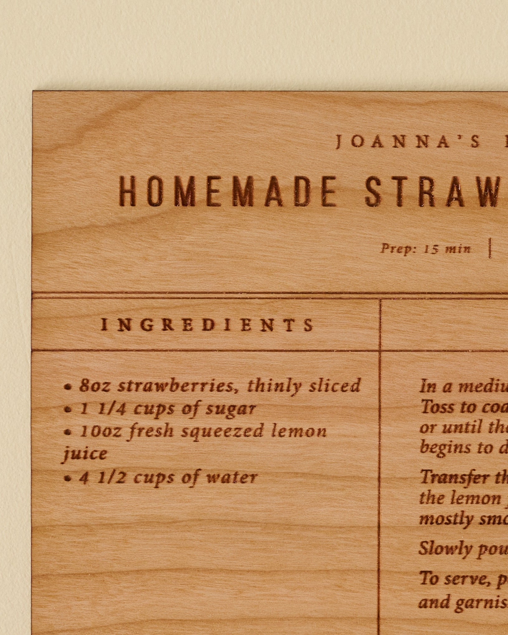 Strawberry Lemonade Recipe Card
