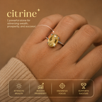 Natural Citrine Diamond Cut Adjustable Ring