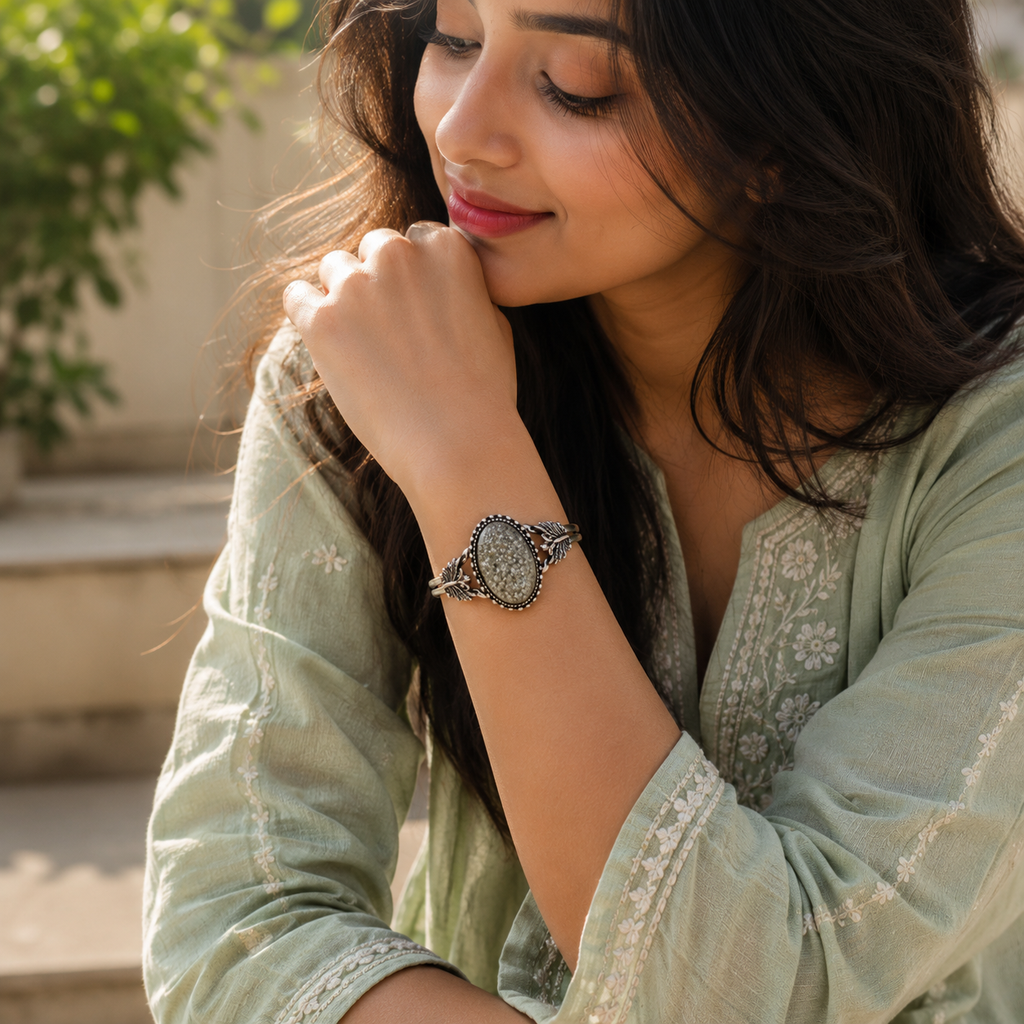 Magical Pyrite Bracelet – Natural Wealth & Protection Crystal Cuff | Vastu Energy Bracelet