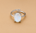 Natural Moonstone Diamond Cut Adjustable Ring