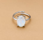 Natural Moonstone Diamond Cut Adjustable Ring