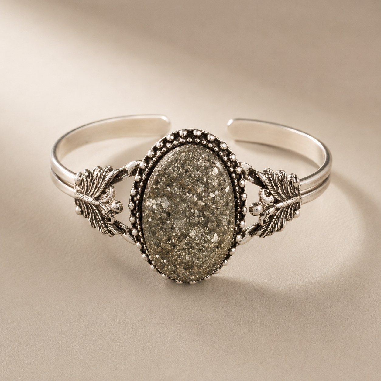 Magical Pyrite Bracelet – Natural Wealth & Protection Crystal Cuff | Vastu Energy Bracelet