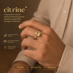Natural Citrine Diamond Cut Adjustable Ring