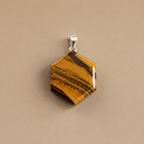 Tiger Eye Hexagon Pendant | Natural Tiger Eye Crystal Necklace | Protection, Confidence & Prosperity Stone