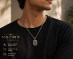Raw Pyrite Pendant | Natural Pyrite Crystal Necklace | Wealth & Protection Stone | Silver Pendant for Men & Women