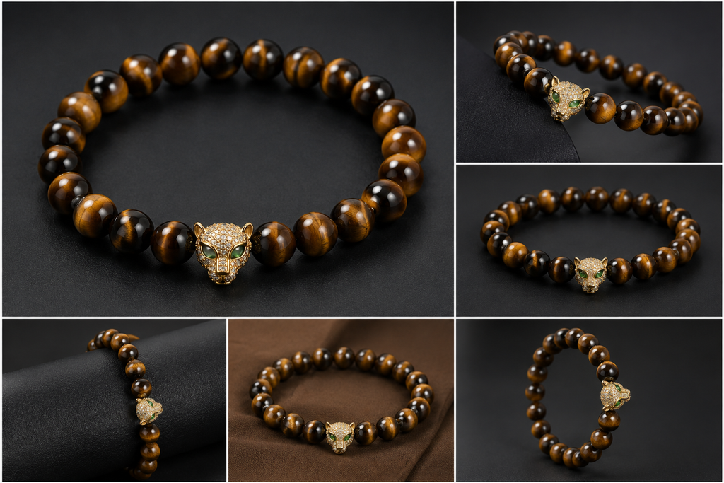 Tiger Eye Jaguar Bracelet – Natural Stone Beaded Bracelet