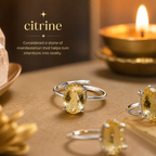 Natural Citrine Diamond Cut Adjustable Ring